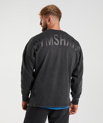 Gymshark Power Washed Crew Muške Accessories Crne | HR 2781QMA